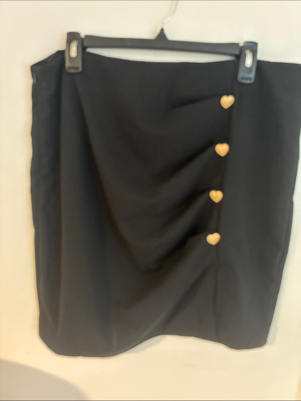 SHEIN Black Mini Skirt with Gold Heart Buttons